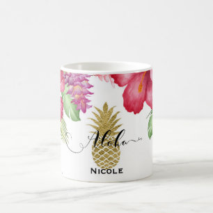 Tropische exotische Blume und Ananas Kaffeetasse