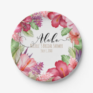 Tropische exotische Blumen Elegante hawaiianische  Pappteller