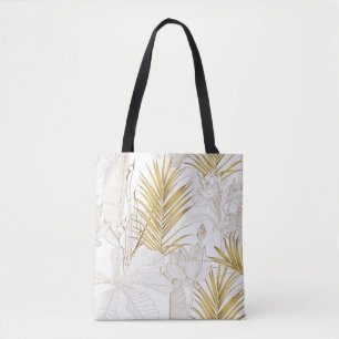 Tropische exotische Blumenlinie goldene Palmblätte