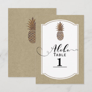 Tropische exotische florale goldene Ananas-Tischnu Einladung