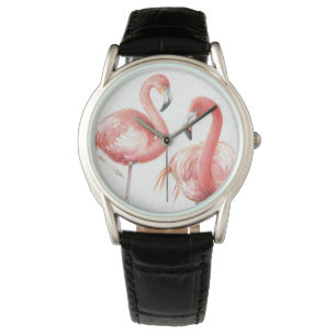 Tropische   Familie der Flamingos Armbanduhr