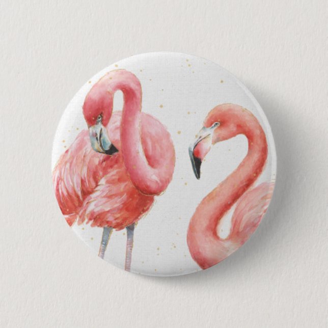 Tropische | Familie der Flamingos Button (Vorderseite)