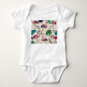 Tropische Fantasie: Flamingo Leaf Muster Baby Strampler