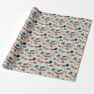 Tropische Fantasie: Flamingo Leaf Muster Geschenkpapier