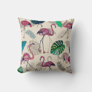 Tropische Fantasie: Flamingo Leaf Muster Kissen