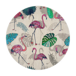 Tropische Fantasie: Flamingo Leaf Muster Schneidebrett