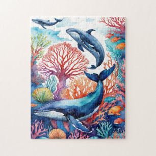Tropische Fantasie-Wale im Meeresmeer Puzzle