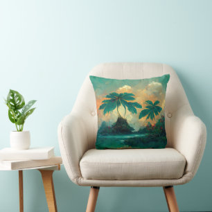 Tropische Fantasy Sea & Palm Trees Kissen