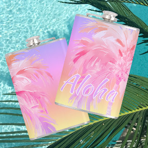 Tropische Farben Aloha Palme Flachmann