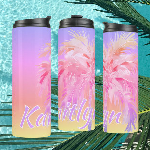 Tropische Farben Aloha Palme Personalisiert Thermosbecher