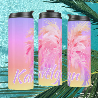 Tropische Farben Aloha Palme Personalisiert Thermosbecher
