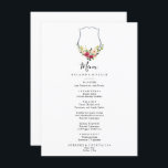 Tropische Farbenauswahl im Herbst Wappen Abendmenü Menükarte<br><div class="desc">Diese farbenfrohe,  tropische Speisekarte für das Wappen ist perfekt für eine rustikale Hochzeit. Die Einrichtung besteht aus rosa,  rot,  gelb,  blau und weiß getönten Gewässer mit botanisch grünen Blätter. Dieses Menü kann für Hochzeitsempfang,  Probe Dinner,  Brautparty oder jede Veranstaltung verwendet werden.</div>