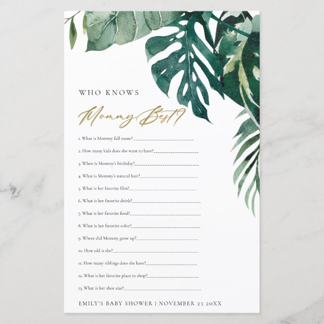 TROPISCHE FAUNA MONSTERA, DIE M0MMY BEST GAME KENN (Vorderseite)