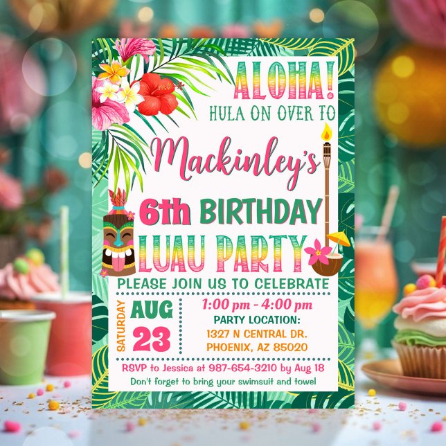 Tropische Feier Luau Party Geburtstag Einladung (Luau Party Birthday Invitation)