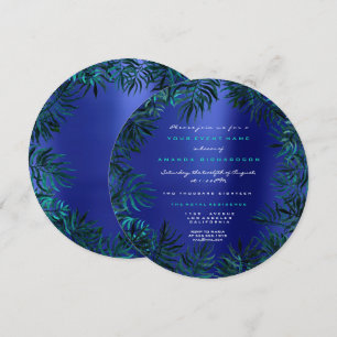 Tropische Fern-Blätter Gerahmtes Aquamarines Aquat Einladung