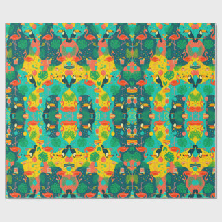 Tropische Fiesta Tukan & Flamingo Geschenkpapier