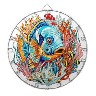 Tropische Fisch Bunte Sommer Stimmung Dartscheibe