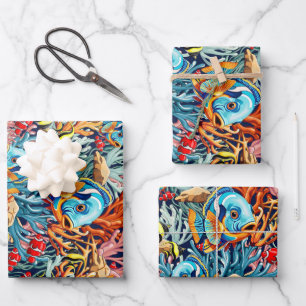 Tropische Fisch Bunte Sommer Stimmung Geschenkpapier Set