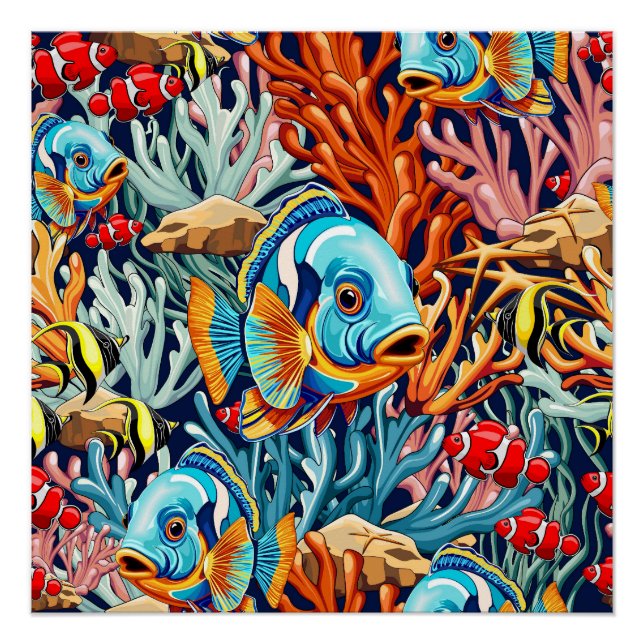 Tropische Fisch Bunte Sommer Stimmung Poster (Vorderseite)