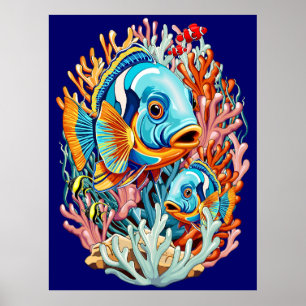 Tropische Fisch Bunte Sommer Stimmung Poster