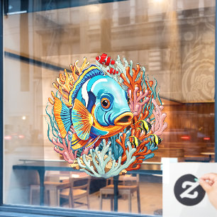 Tropische Fisch Bunte Sommerstimmung Fensteraufkleber