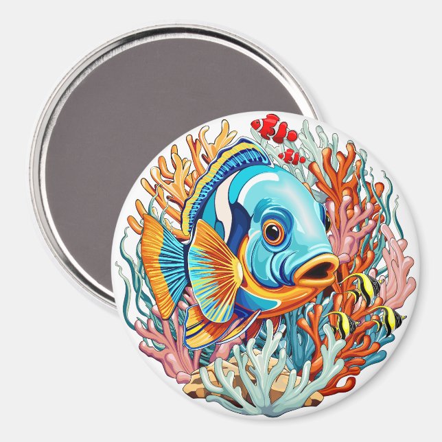 Tropische Fisch Bunte Sommerstimmung Magnet (Vorderseite/Rückseite)