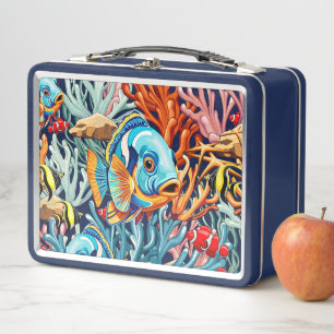 Tropische Fisch Bunte Sommerstimmung Metall Brotdose