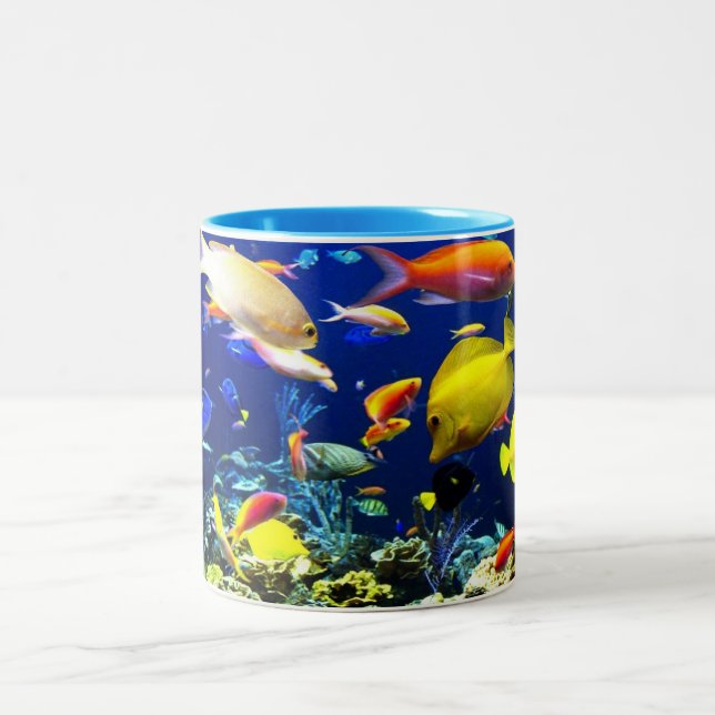Tropische Fisch-Kaffee-Tasse Zweifarbige Tasse (Mittel)
