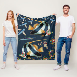 Tropische Fisch-und Krabben-Fleece-Decke 2 Fleecedecke