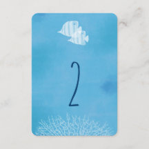 Tropische Fische Aquarell Hochzeit Tischnummer