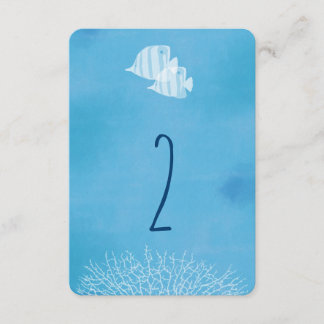 Tropische Fische Aquarell Hochzeit Tischnummer