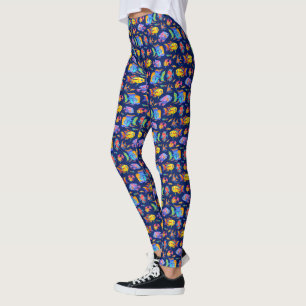 Tropische Fische in dunkelblau Leggings