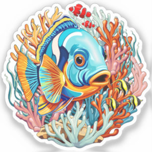Tropische Fischfarbige Sommerstimmung Aufkleber