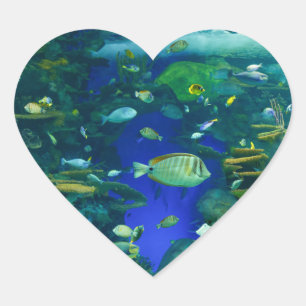 Tropische Fischkleber Herz-Aufkleber