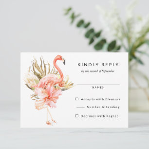 Tropische Flamingo Blume Hochzeit RSVP Antwort