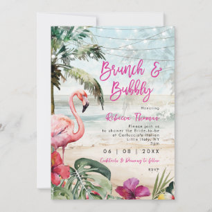Tropische Flamingo Brunch Brautdusche Einladung