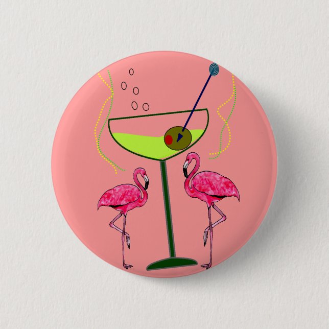 Tropische Flamingo-Kunst-Geschenke Button (Vorderseite)