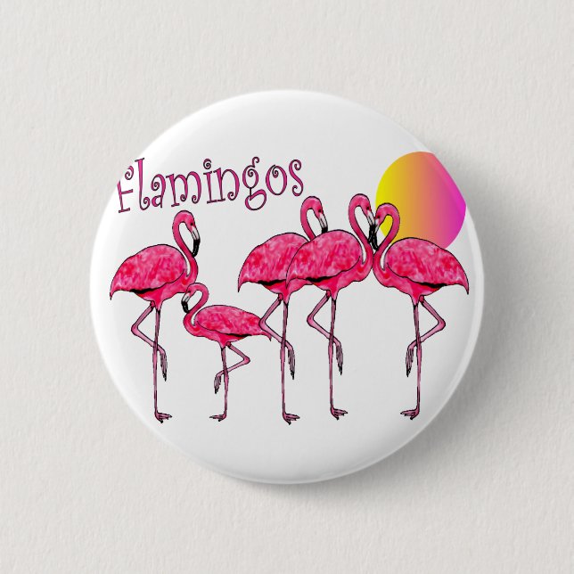 Tropische Flamingo-Kunst-Geschenke Button (Vorderseite)