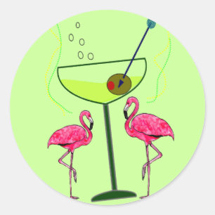 Tropische Flamingo-Kunst-Geschenke Runder Aufkleber