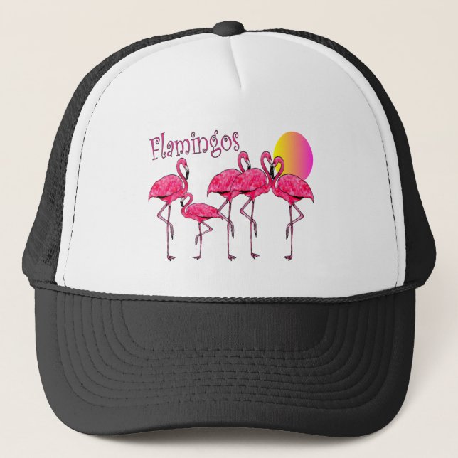 Tropische Flamingo-Kunst-Geschenke Truckerkappe (Vorderseite)