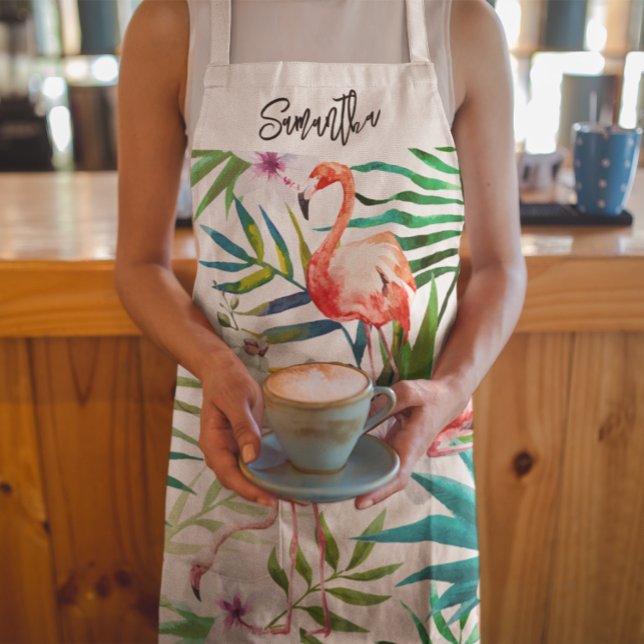 Tropische Flamingo-Personalisierte Multifunktionsd Schürze (Von Creator hochgeladen)