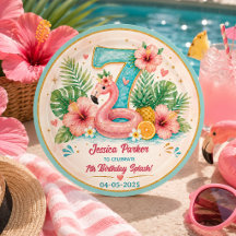 Tropische Flamingo-Poolparty 7. Geburtstagssplash