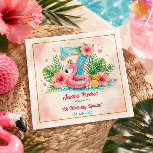 Tropische Flamingo-Poolparty zum 7. Geburtstag Spl Serviette