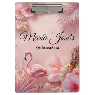 Tropische Flamingo Quinceañera, individuell Klemmbrett