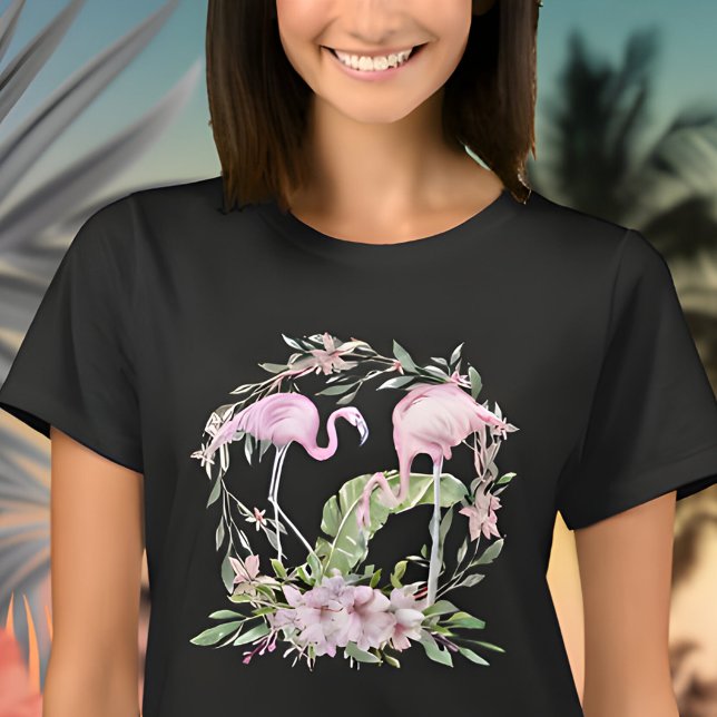 Tropische Flamingos-Blume T-Shirt (Von Creator hochgeladen)