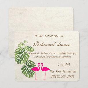 Tropische Flamingos Hochzeitsprobe-Dinner Einladung