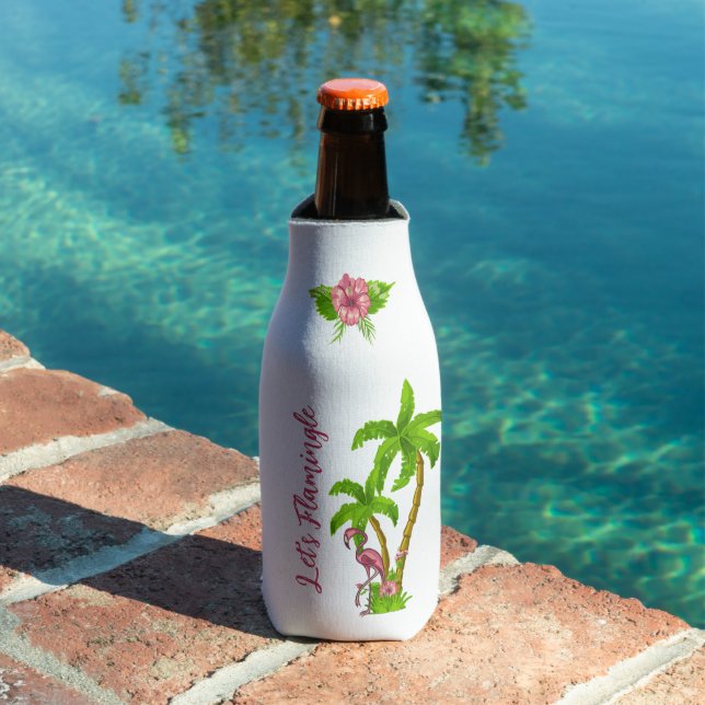 Tropische Flamingos und Blume Flasche Cooler Flaschenkühler (In Situ Pool)