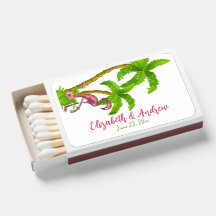 Tropische Flamingos und Blume Matchbox