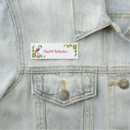 Tropische Flamingos und Blume Name Tag Namensschild