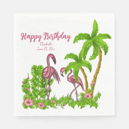 Tropische Flamingos und Blume Papier Napkin Serviette